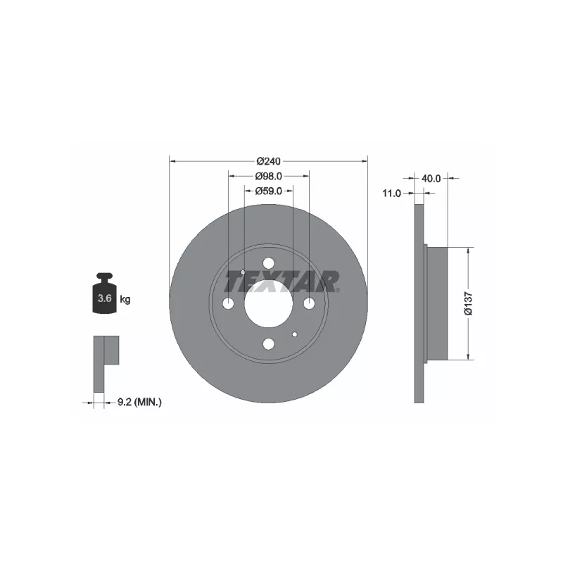 Jeu de 2 disques de frein avant TEXTAR 92061100