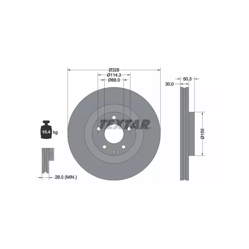 Jeu de 2 disques de frein avant TEXTAR 92352303