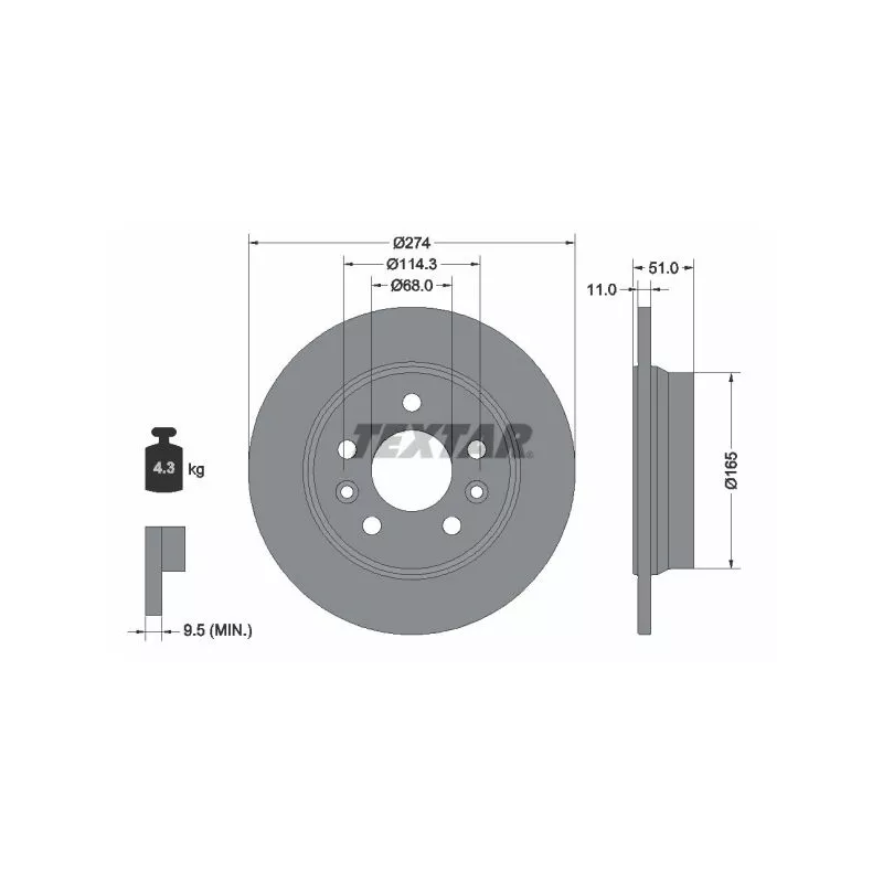 Jeu de 2 disques de frein avant TEXTAR 92352803