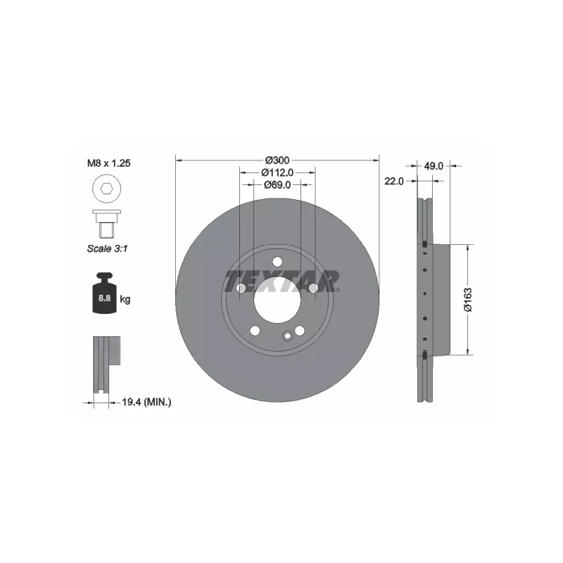 Jeu de 2 disques de frein avant TEXTAR 92354225