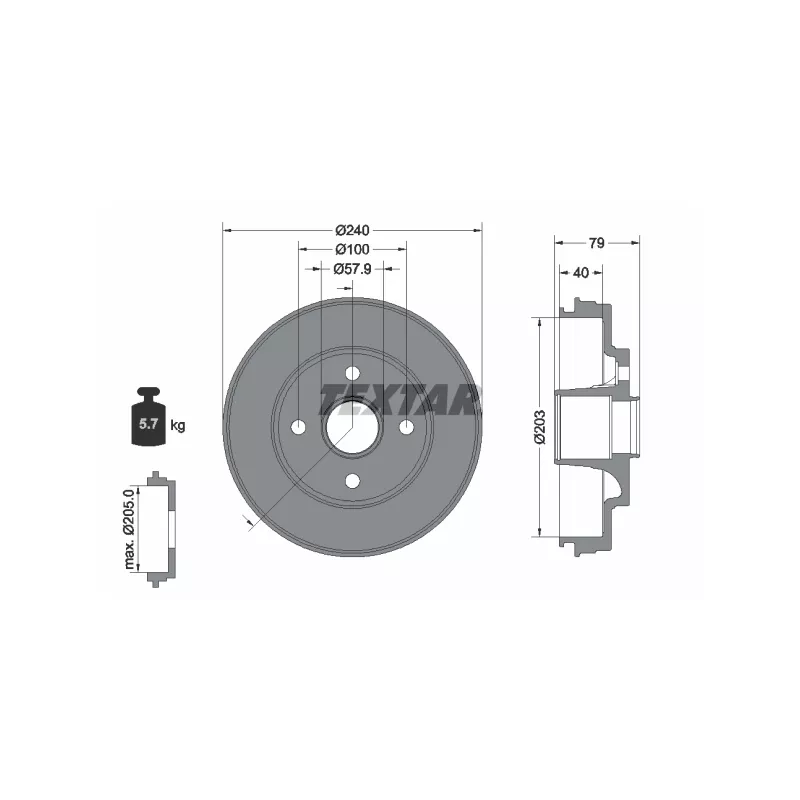 Tambour de frein TEXTAR 94049800