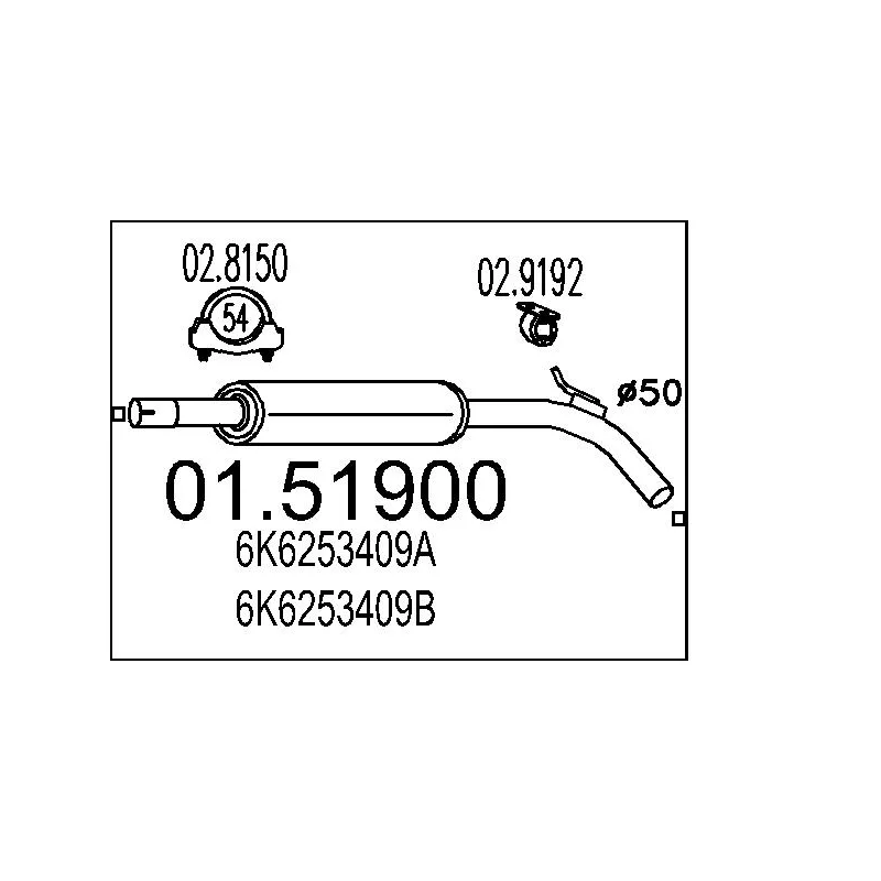 Silencieux central MTS 01.51900