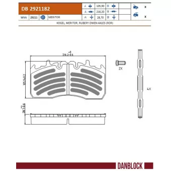Jeu de 4 plaquettes de frein avant DANBLOCK DB 2921182