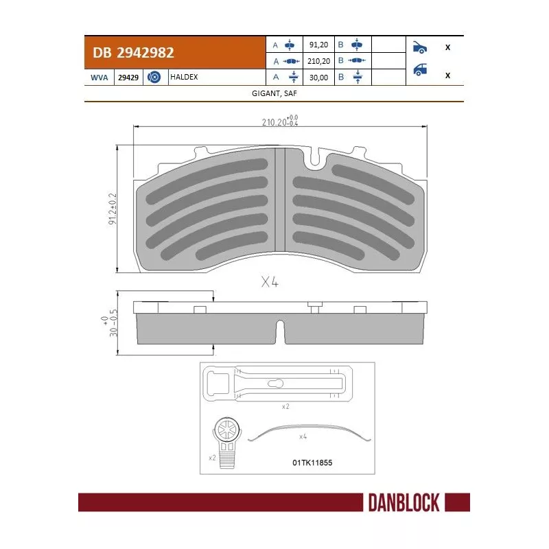 Jeu de 4 plaquettes de frein DANBLOCK DB 2942982
