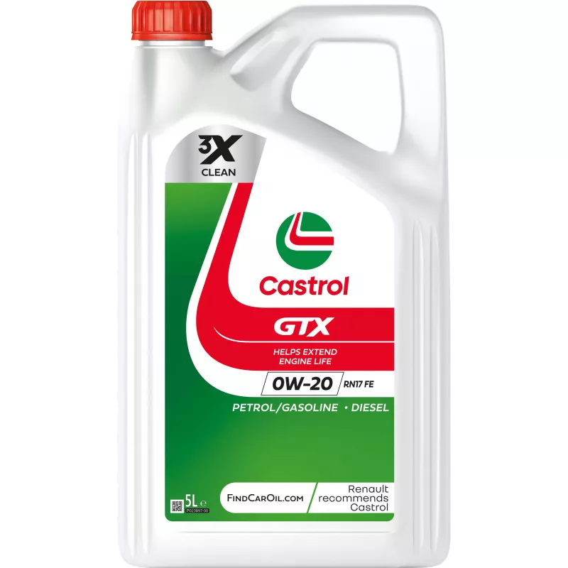 Huile moteur 0W-20 GTX RN17 FE – 5L CASTROL 160A10