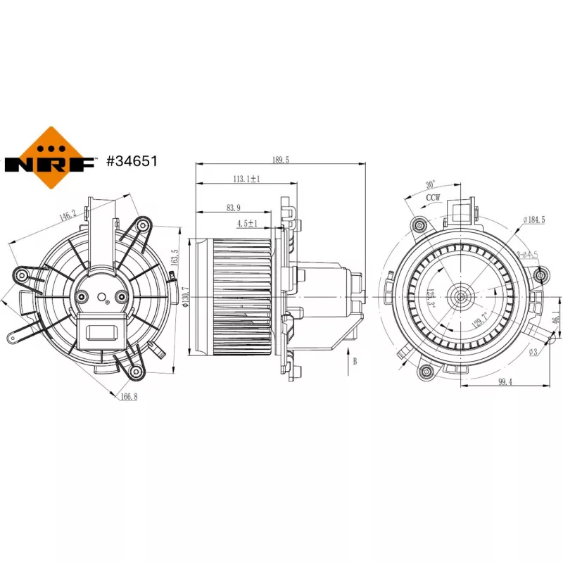 Pulseur d'air habitacle NRF 34651