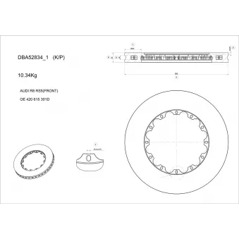 Disque de freins de haute performance DBA Australia DBA52834SLVS