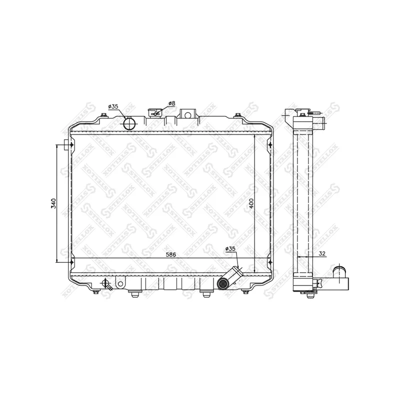 Radiateur, refroidissement du moteur STELLOX 10-26600-SX