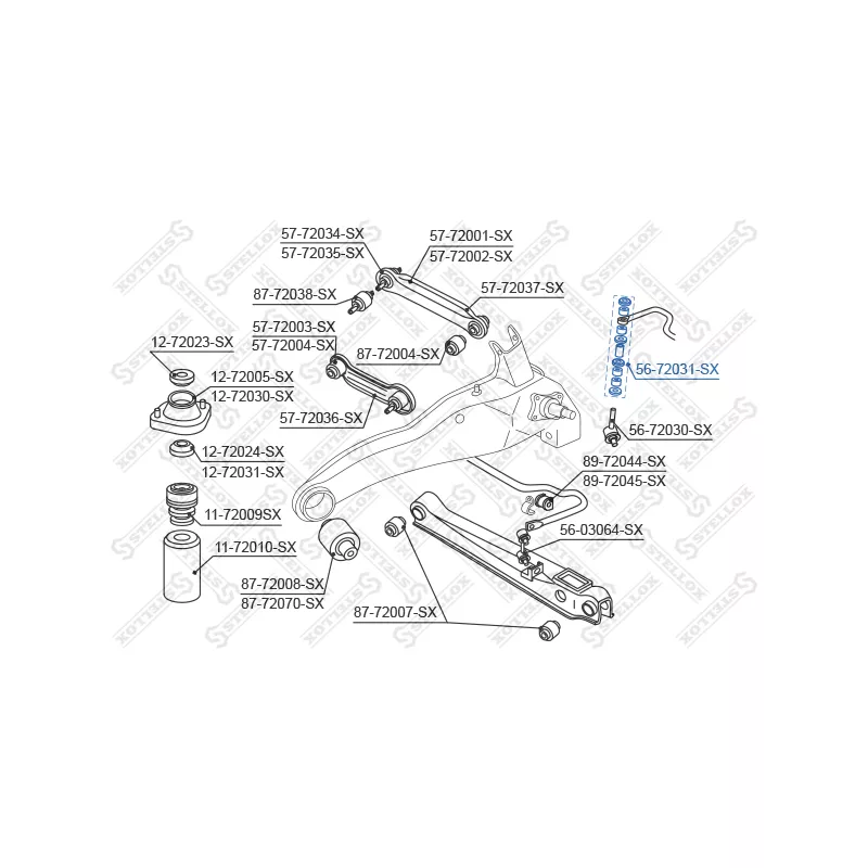Suspension, stabilisateur arrière STELLOX 56-72031-SX