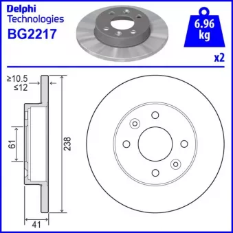 Jeu de 2 disques de frein avant DELPHI BG2217