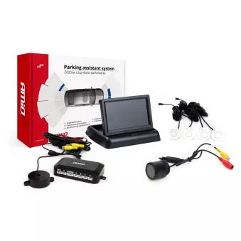 Ensemble de capteurs de stationnement TFT02 4,3" avec caméra HD-301-IR 4 capteurs blancs AMIO 02678