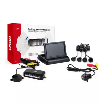 Ensemble de capteurs de stationnement TFT02 4,3" avec caméra HD-305-LED 4 capteurs noirs "GOLD" AMIO 02697