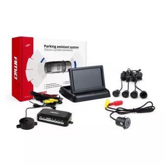 Ensemble de capteurs de stationnement TFT02 4,3" avec caméra HD-308-LED 4 capteurs noirs "GOLD" AMIO 02699