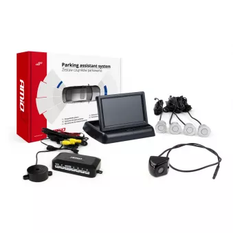 Ensemble de capteurs de stationnement TFT02 4,3" avec caméra HD-310 4 capteurs argentés AMIO 02718