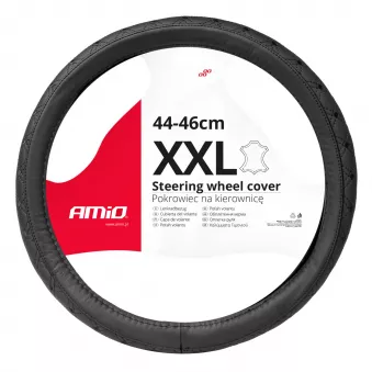 Housse en cuir matelassée pour volant de voiture XXL 44-46cm SWC-51-XXL AMIO 03564