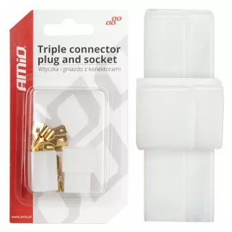 Prise fiche connecteur électrique 3 broches + connecteurs - AMIO 03513