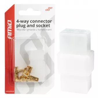 Prise fiche connecteur électrique 4 broches + connecteurs - AMIO 03514