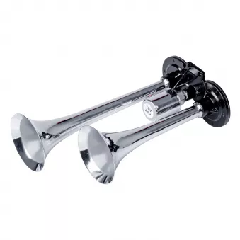 Klaxon signal sonore fanfare double chrome 12V 24V - AMIO 03617