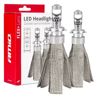 Ampoules LED voiture série FLEX+ H7 lentille 12V 24V 6000K Canbus - AMIO 03660