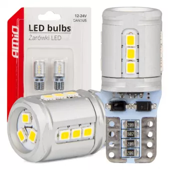 Ampoules LED CANBUS T10e W5W 15x2016 SMD Blanc 12V 24V - AMIO 03723