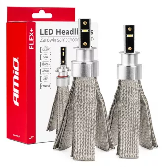 Ampoules LED pour voiture série FLEX+ H3 6000K 12V 24V Canbus - AMIO 03656