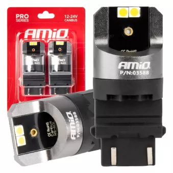 Ampoules LED CANBUS série PRO 3157 P27/7W 4x3030 SMD Blanc 12/24V - AMIO 03588