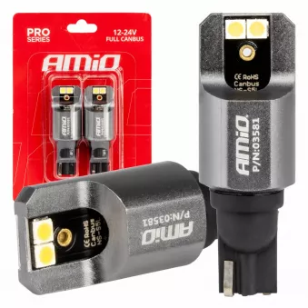 Ampoules LED FULL CANBUS PRO T15 W16W 4x3030 SMD blanches 12V 24V - AMIO 03581