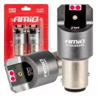 Ampoules LED CANBUS PRO BAY15D P21/5W 4x3030 SMD rouges 12V 24V - AMIO 03586