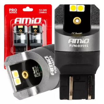 Ampoules LED CANBUS série PRO W21/5W 4x3030 SMD Blanc 12V 24V - AMIO 03591