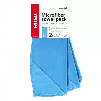 Chiffon en microfibre pour le lavage et le nettoyage des vitres, fenêtres, miroirs 30x40 cm 2 pièces AMIO 03732