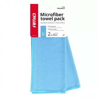 Microfibre sans traces pour le lavage et le nettoyage des vitres, du verre et des miroirs 30x40cm 2 pièces AMIO 03730