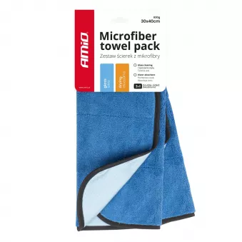 Microfibre pour laver, nettoyer les vitres et sécher la voiture 2 en 1 30x40 cm 2 pièces 630g - AMIO 03747