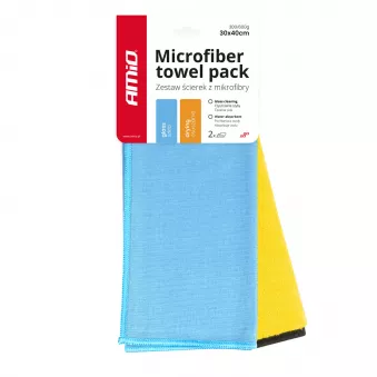 Ensemble de chiffons en microfibre pour le séchage et les vitres 30x40cm 300/600g 2 pièces AMIO 03749