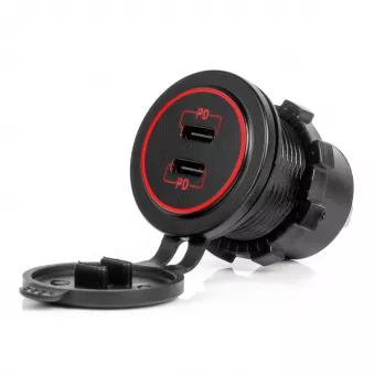 Chargeur de voiture étanche avec ports USB 2x USB-C 12V 24V AMIO 04223