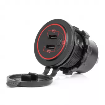 Chargeur de voiture étanche avec ports USB et interrupteur 2x USB-C 12V 24V AMIO 04224