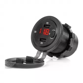 Chargeur de voiture avec ports USB et testeur de tension étanche avec interrupteur 2x USB-C 12V 24V - AMIO 04226