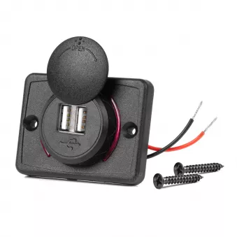 Chargeur de voiture carré étanche avec ports USB 2x USB 12V 24V AMIO 04230