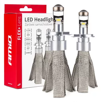 Ampoules LED voiture série FLEX+ H4 lentille 12V 24V 6000K Canbus - AMIO 03658