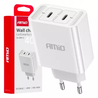 Chargeur secteur 230V 2x USB-C 40W - AMIO 03892