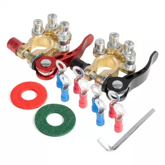 Klemy bornes de batterie universelles en laiton avec connecteurs - AMIO 04058