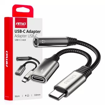 Adaptateur répartiteur USB-C vers USB-C + Mini Jack 3,5 mm 10 cm - AMIO 04295