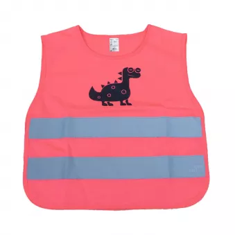 Gilet de sécurité réfléchissant enfant rose dinosaure AMIO 03989