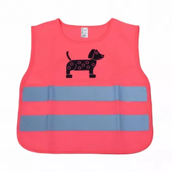 Gilet de sécurité réfléchissant enfant rose chien AMIO 03990
