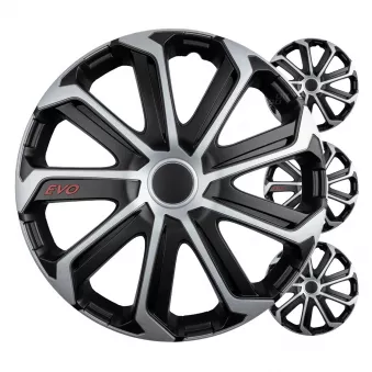 Enjoliveurs de voiture 4 pièces ensemble EVO noir et argent 14 pouces BOÎTE COLORÉE AMIO 9740