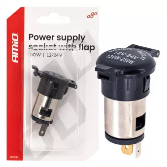 Prise d'alimentation supplémentaire avec couvercle 250W 12V 24V - AMIO 04434