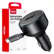 Chargeur de voiture avec câble rétractable de type C + USB-C 12V 24V 60W - AMIO 04368 - Visuel 1