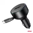 Chargeur de voiture avec câble rétractable de type C + USB-C 12V 24V 60W - AMIO 04368 - Visuel 2