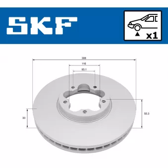 Jeu de 2 disques de frein avant SKF VKBD 81283 V1