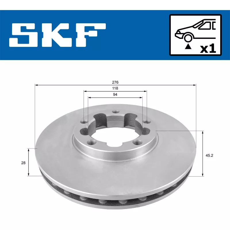 Jeu de 2 disques de frein avant SKF VKBD 81347 V1