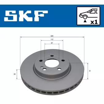 Jeu de 2 disques de frein avant SKF VKBD 81382 V1